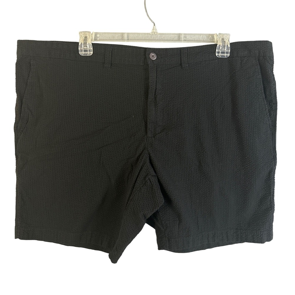 George Mens Black Seersucker Shorts Size 46 Stretch Chino Casual